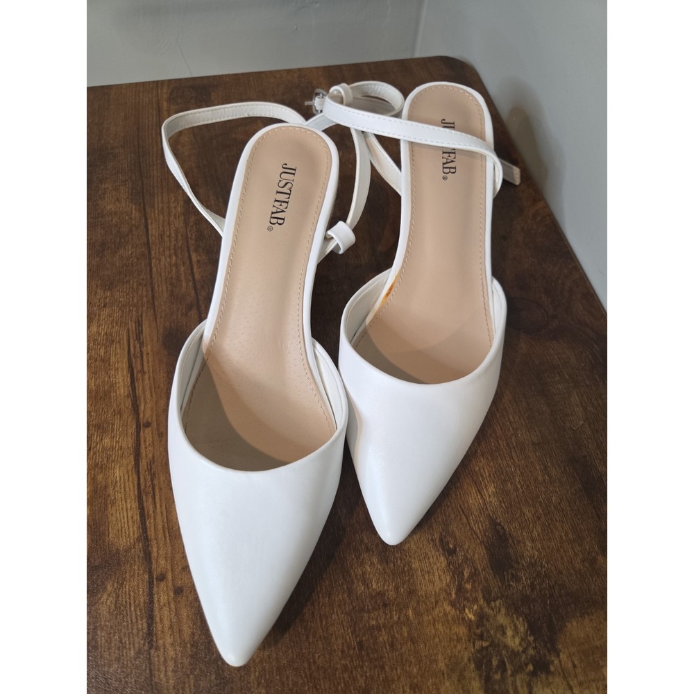 JustFab White Pointed Toe Wedge Sandals Womens Ankle Strap Espadrille Heel Shoes
